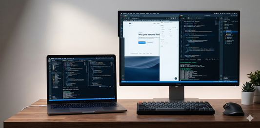 Laptop workspace with a portable second screen