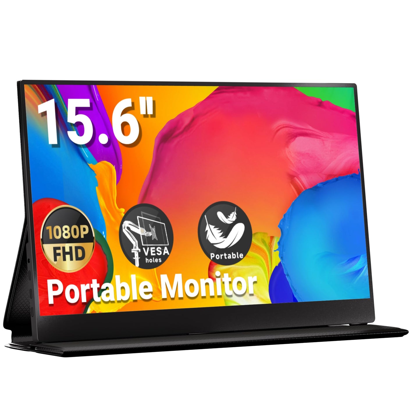Ingnok Portable Monitor, 15.6inch FHD 1080P Travel Monitor, Ultra-Thin, USB-C Plug&Play, Built-in Speakers, Portable Screen for Laptop, Mac, Switch/PS5, Travel&Office Assistant
