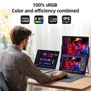 INGNOK YNF2B 15.6" FHD Dual Portable Monitor with Ultra Foldable Kickstand