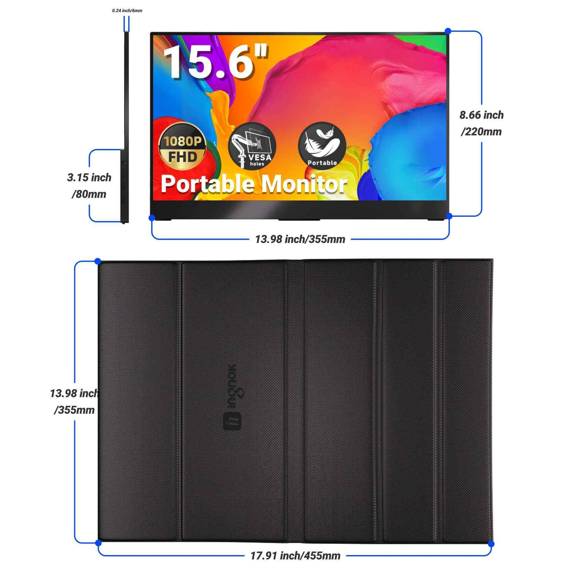INGNOK YN02B 15.6" FHD Portable Monitor with Smart Protective Case (Copy)