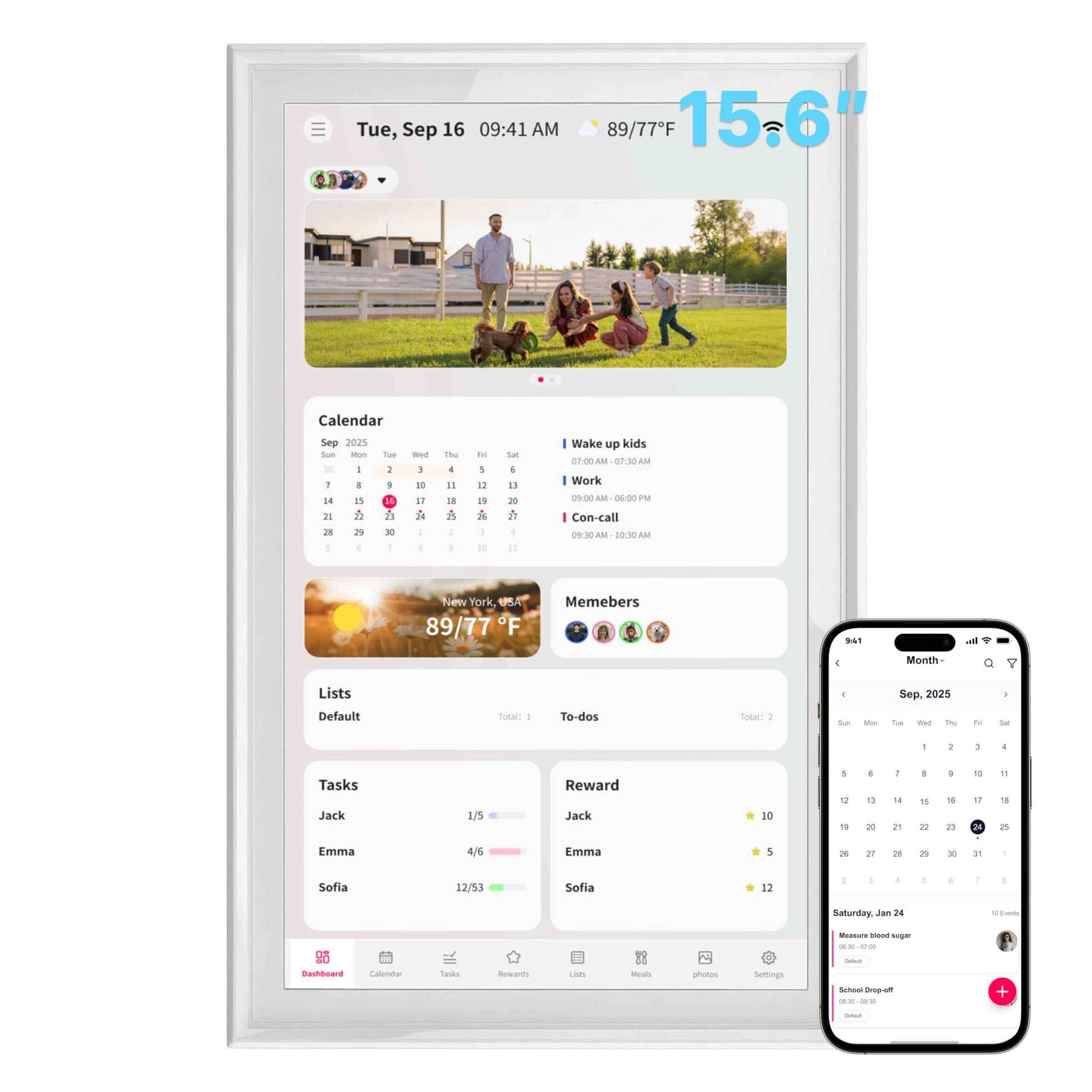 INGNOK 15.6 inch digital calendar smart family organizer