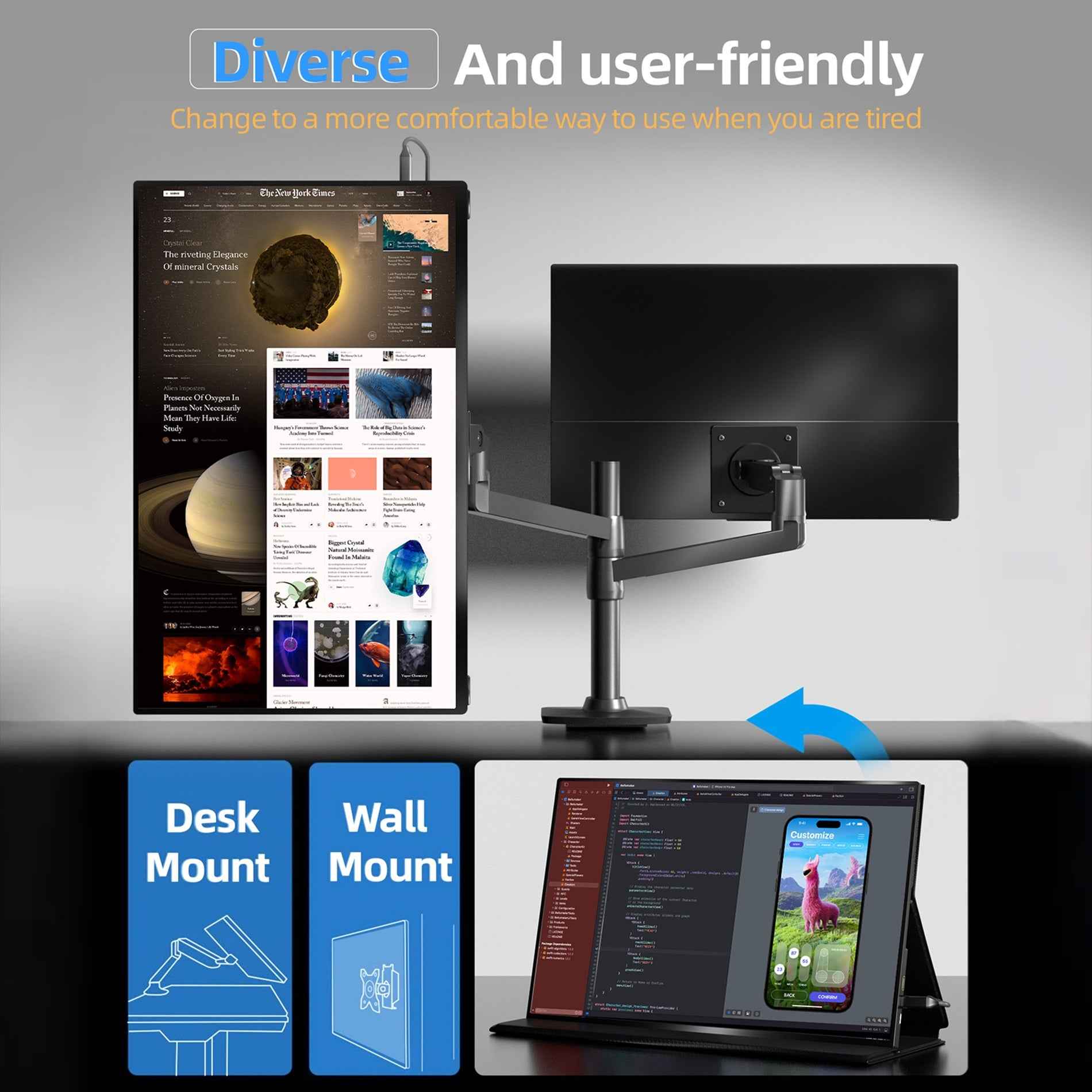 INGNOK YN05B portable monitor with USB-C and HDMI support
