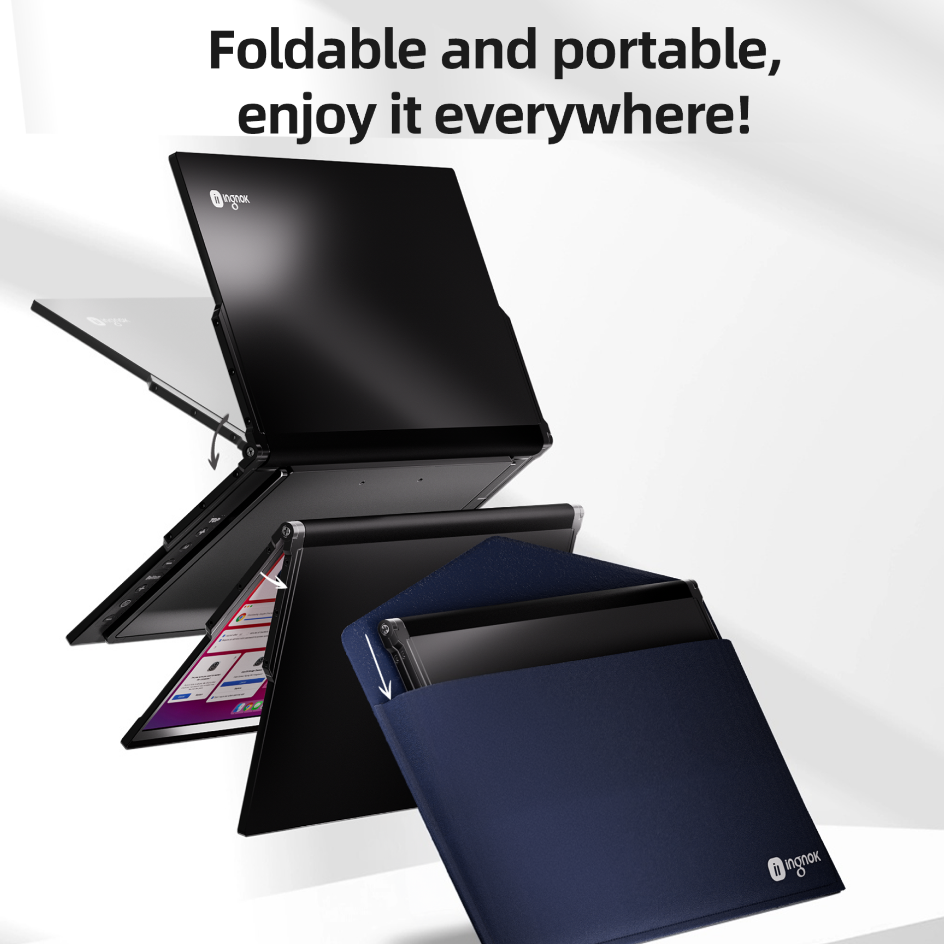 INGNOK YNF2B travel-ready dual screen portable monitor
